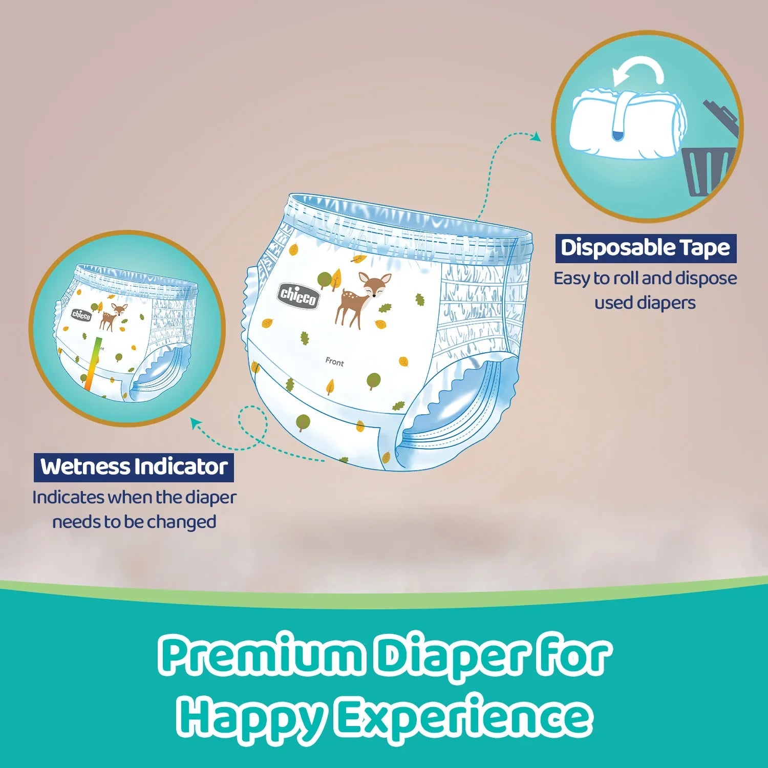 chicco Comfypro Pants Style Baby Diaper Medium 54 Pc