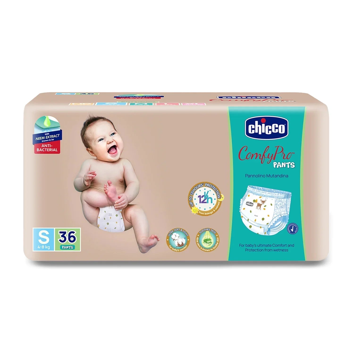 chicco Comfypro Pants Style Baby Diaper Small 36 Pc