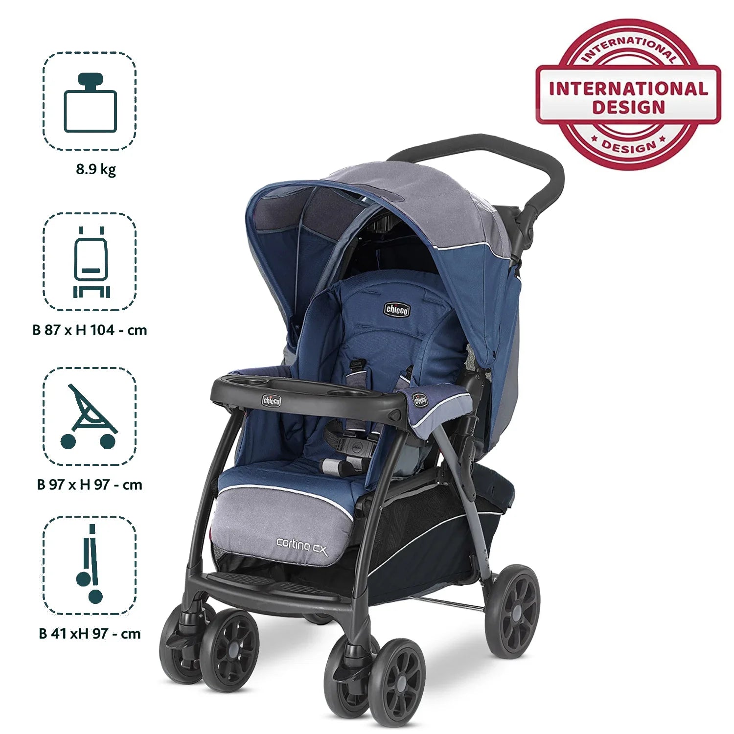 chicco Cortina Cx Baltic Blue Stroller