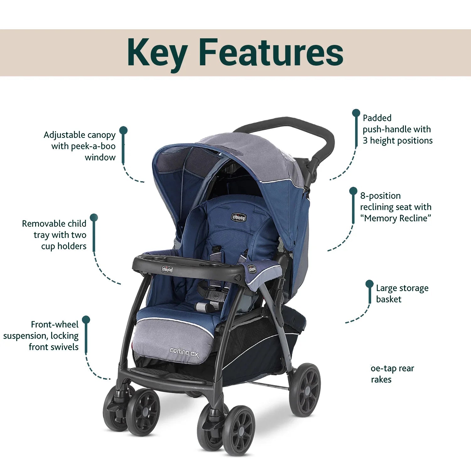 chicco Cortina Cx Baltic Blue Stroller