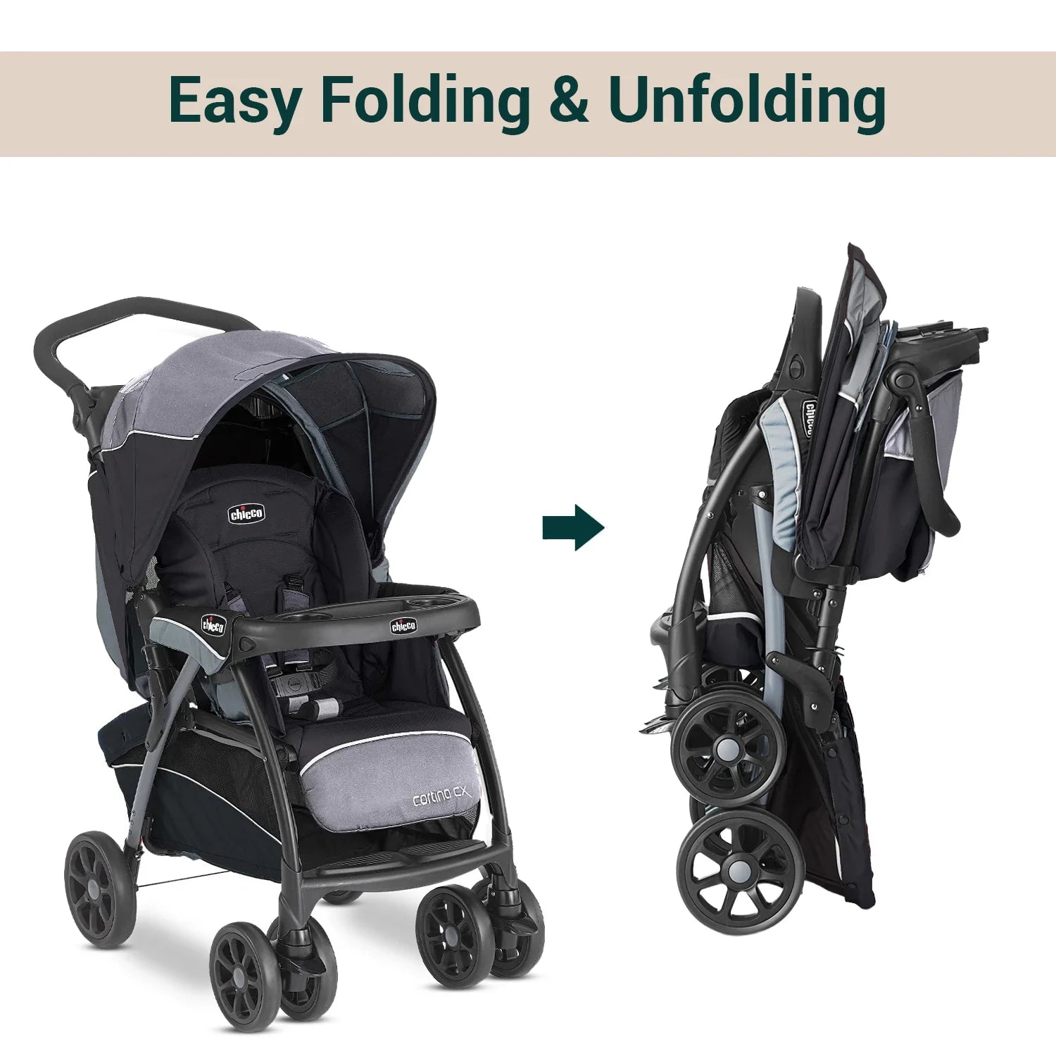 chicco Cortina Cx Jet Black Stroller