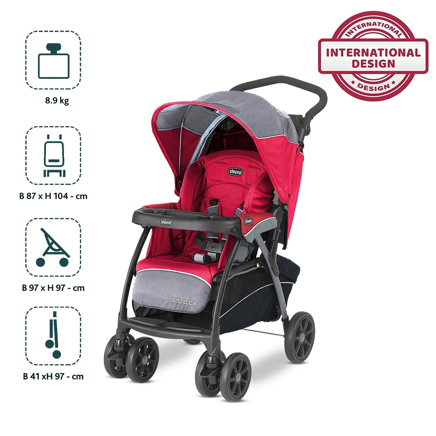 chicco Cortina Cx Red Stroller