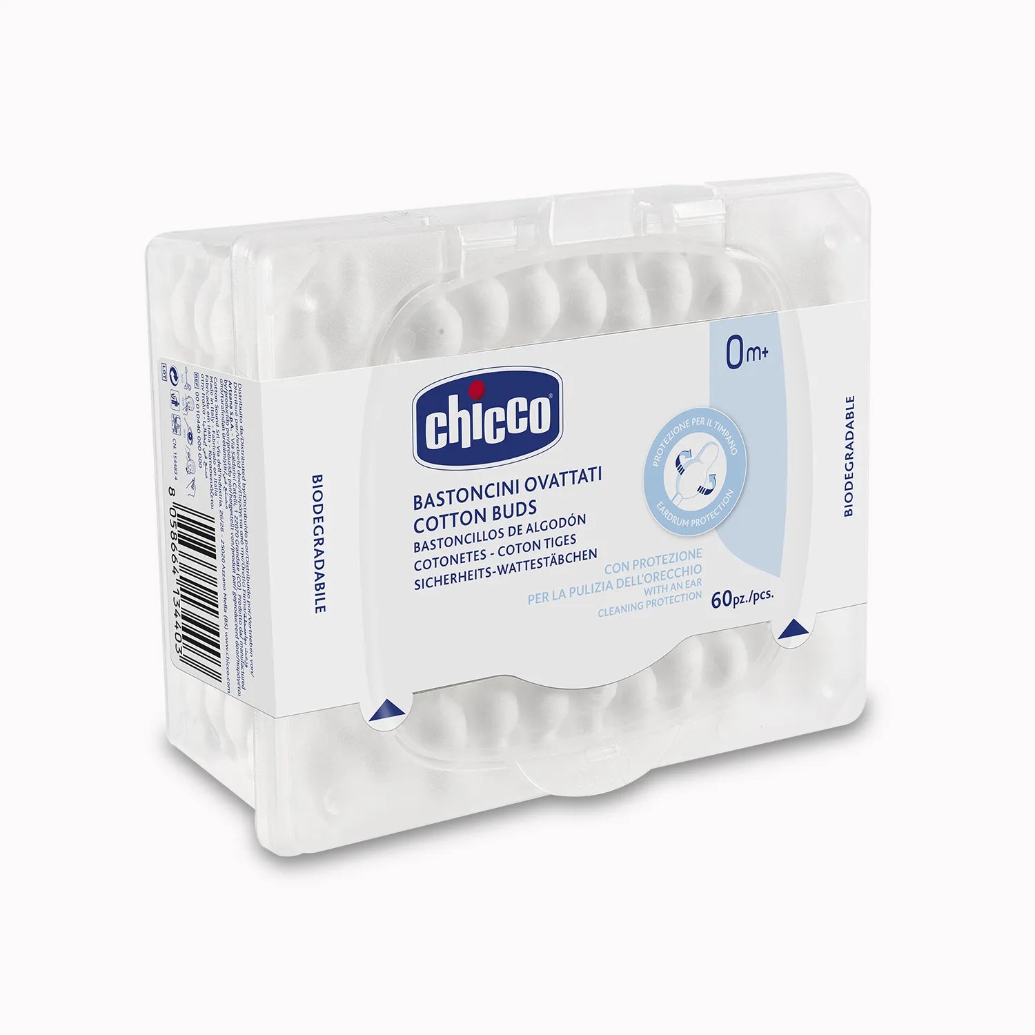chicco Cotton Buds With Ear Drum Protection 60Pcs