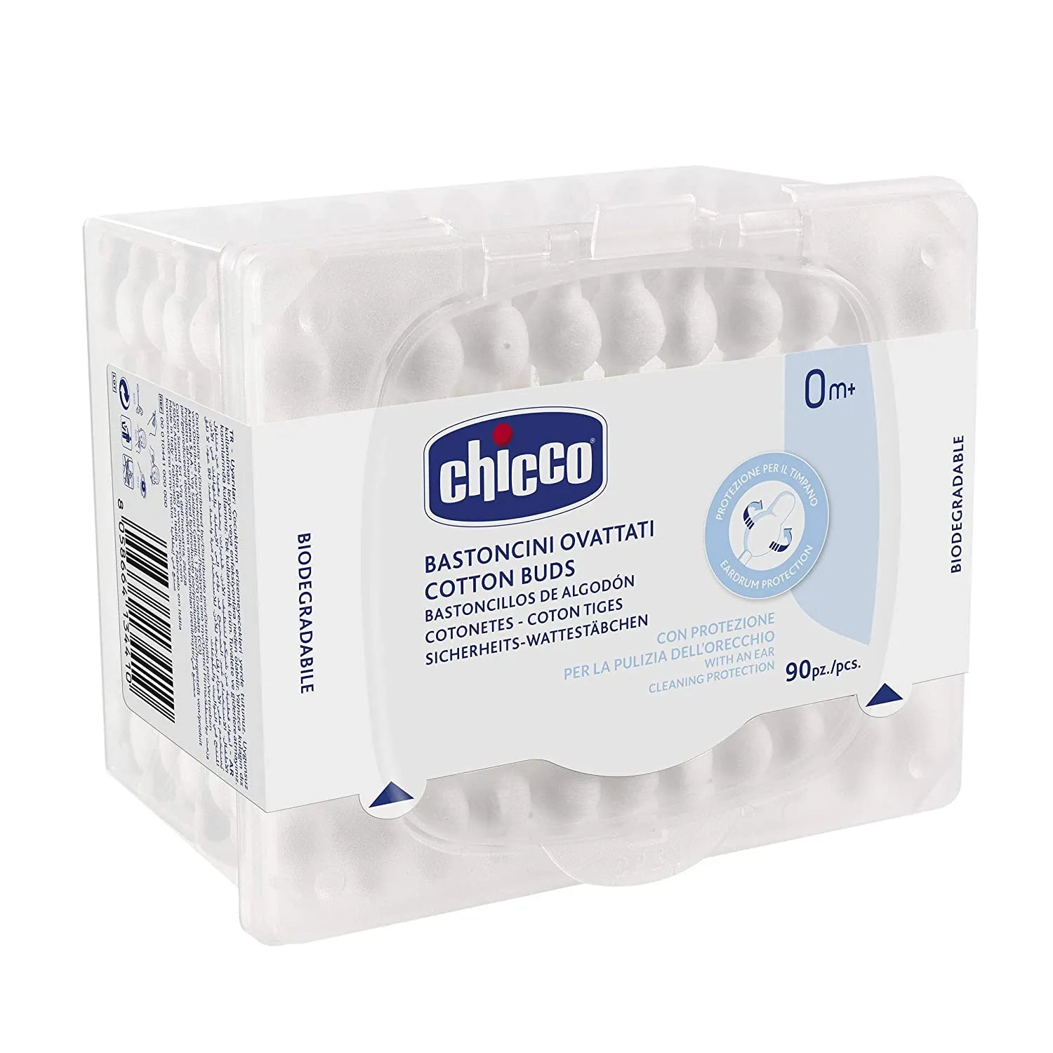 chicco Cotton Buds With Ear Drum Protection 90Pcs