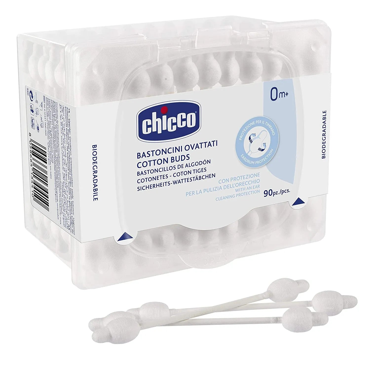 chicco Cotton Buds With Ear Drum Protection 90Pcs