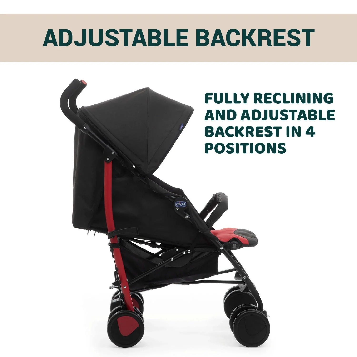 chicco Echo Stroller with Bumper Bar Scarlet