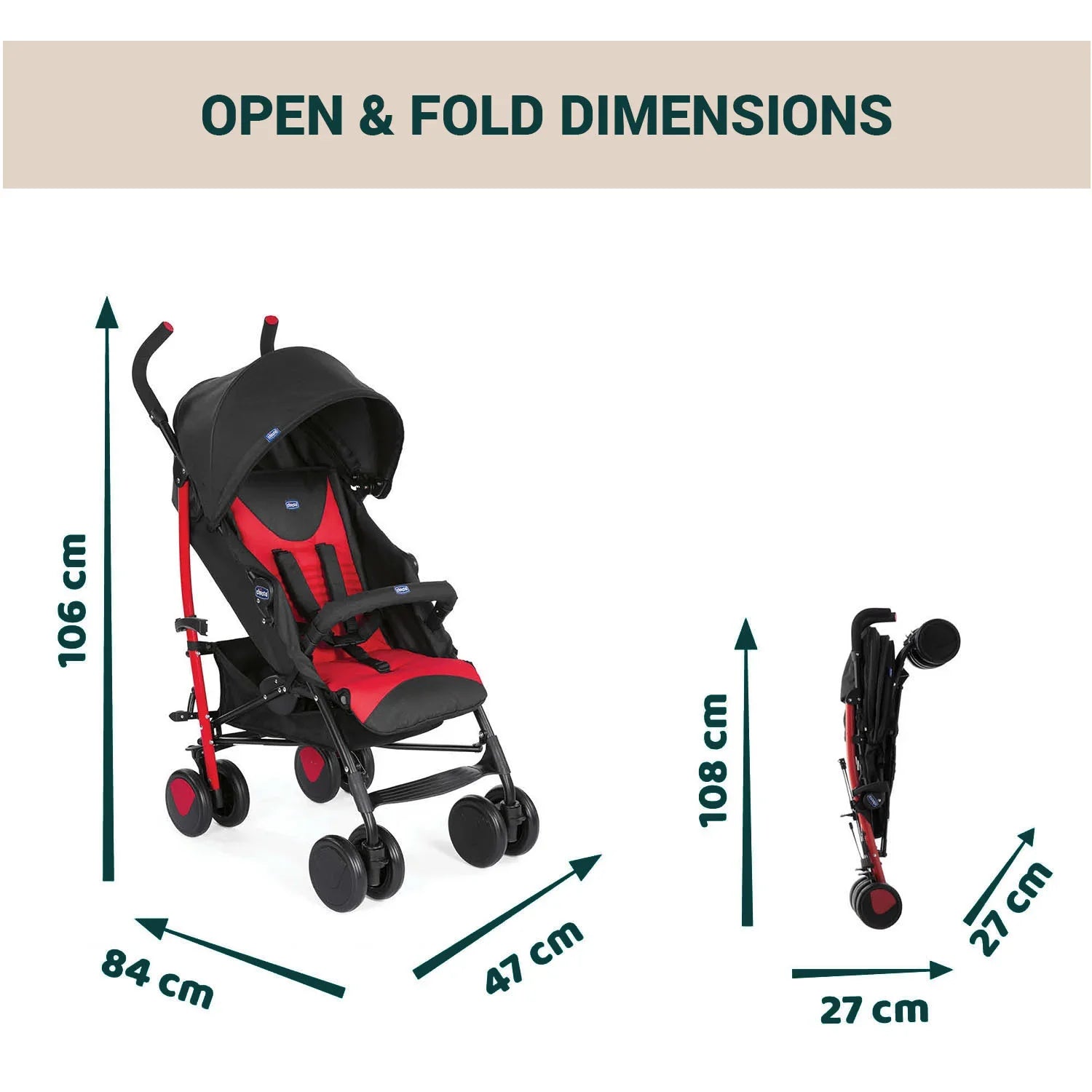 chicco Echo Stroller with Bumper Bar Scarlet