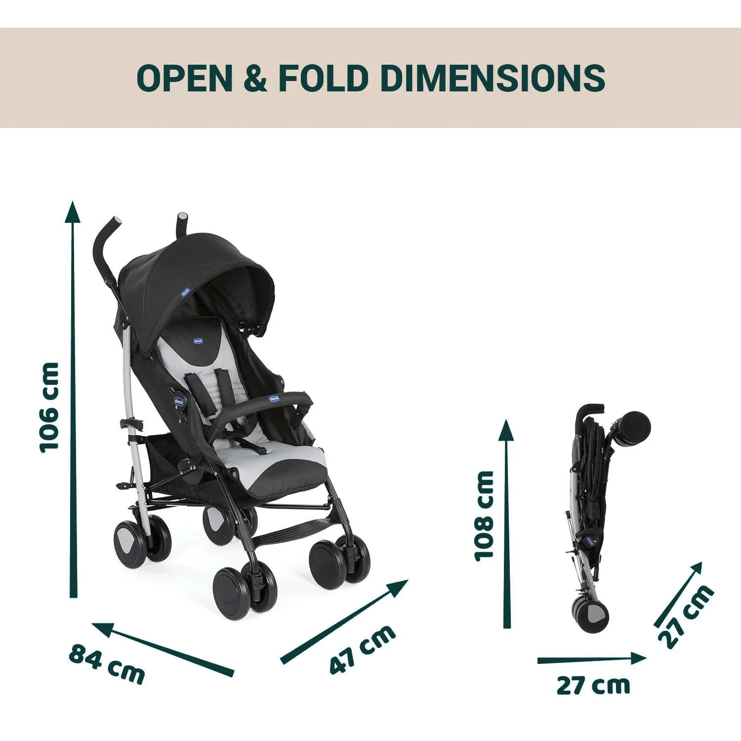 chicco Echo Stroller with Bumper Bar Stone