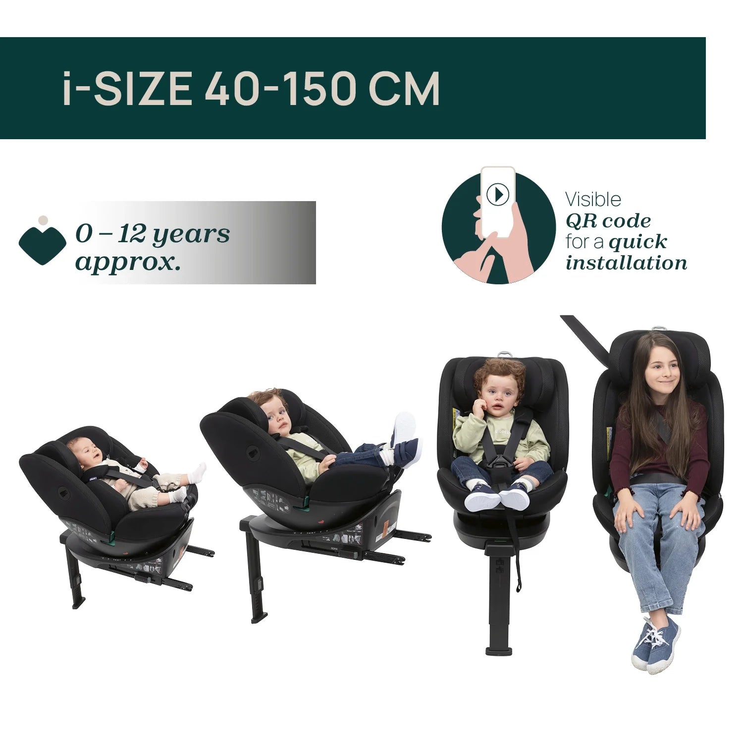 chicco Everone I Size Baby Car Seat Black