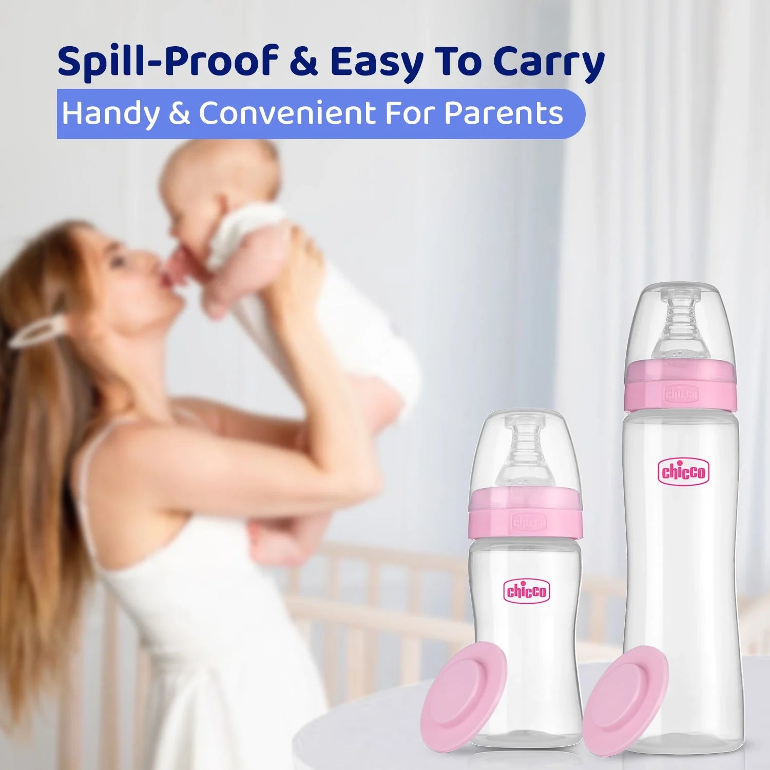 chicco Feed Easy Baby Bottle 125ml Slow Flow 0M+ Pink