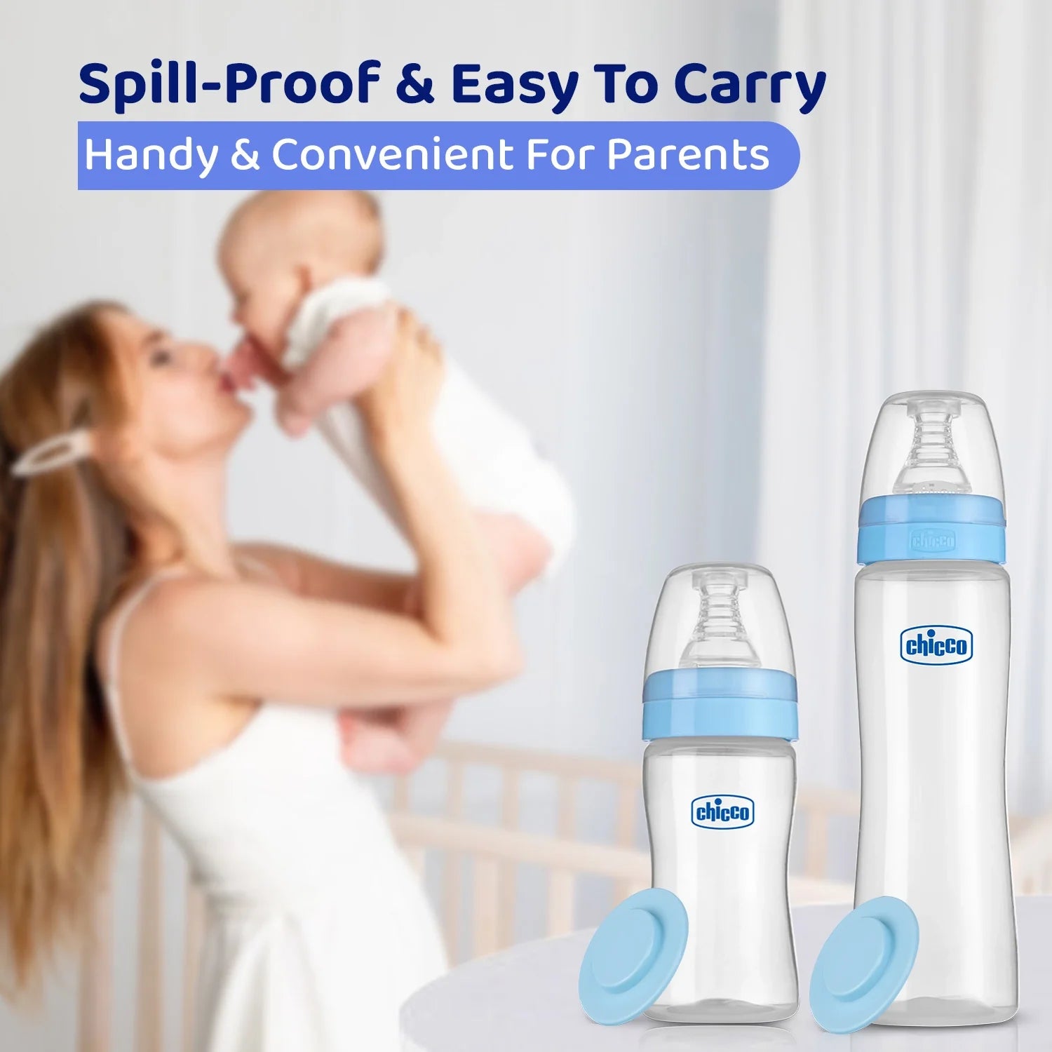 chicco Feed Easy Baby Bottle 250ml Blue Medium 2M+