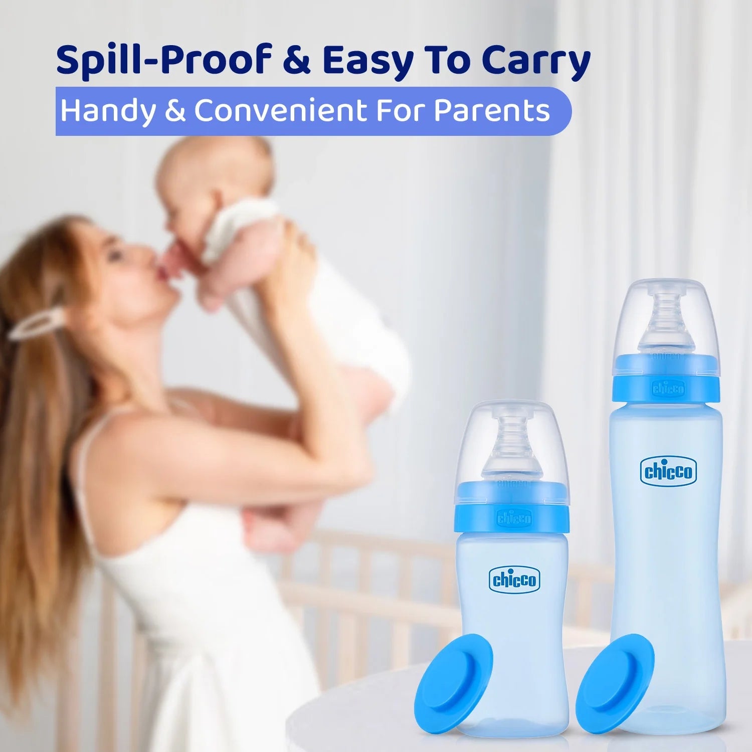 chicco Feed Easy Baby Colored Bottle 125 ml Slow Flow 0M+ Blue