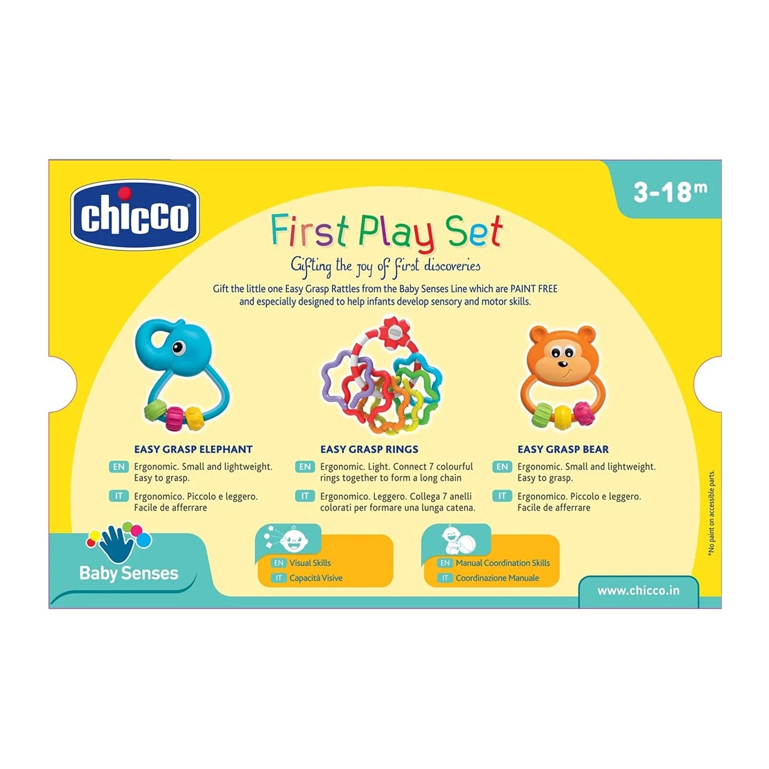 chicco First Play Rattle Gift Set 3 Pcs