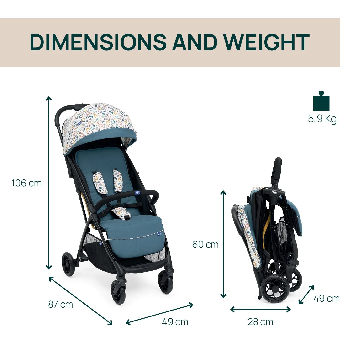 chicco Glee Joyful Teal Stroller