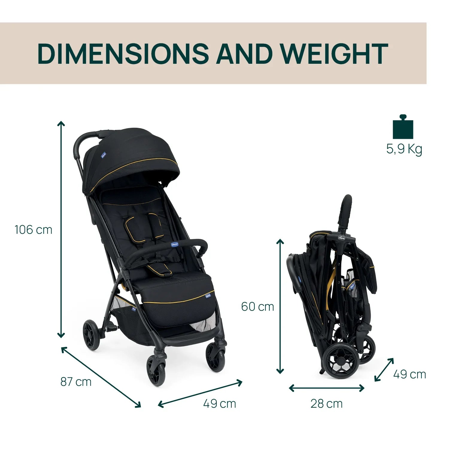 chicco Glee Uneven Black Stroller