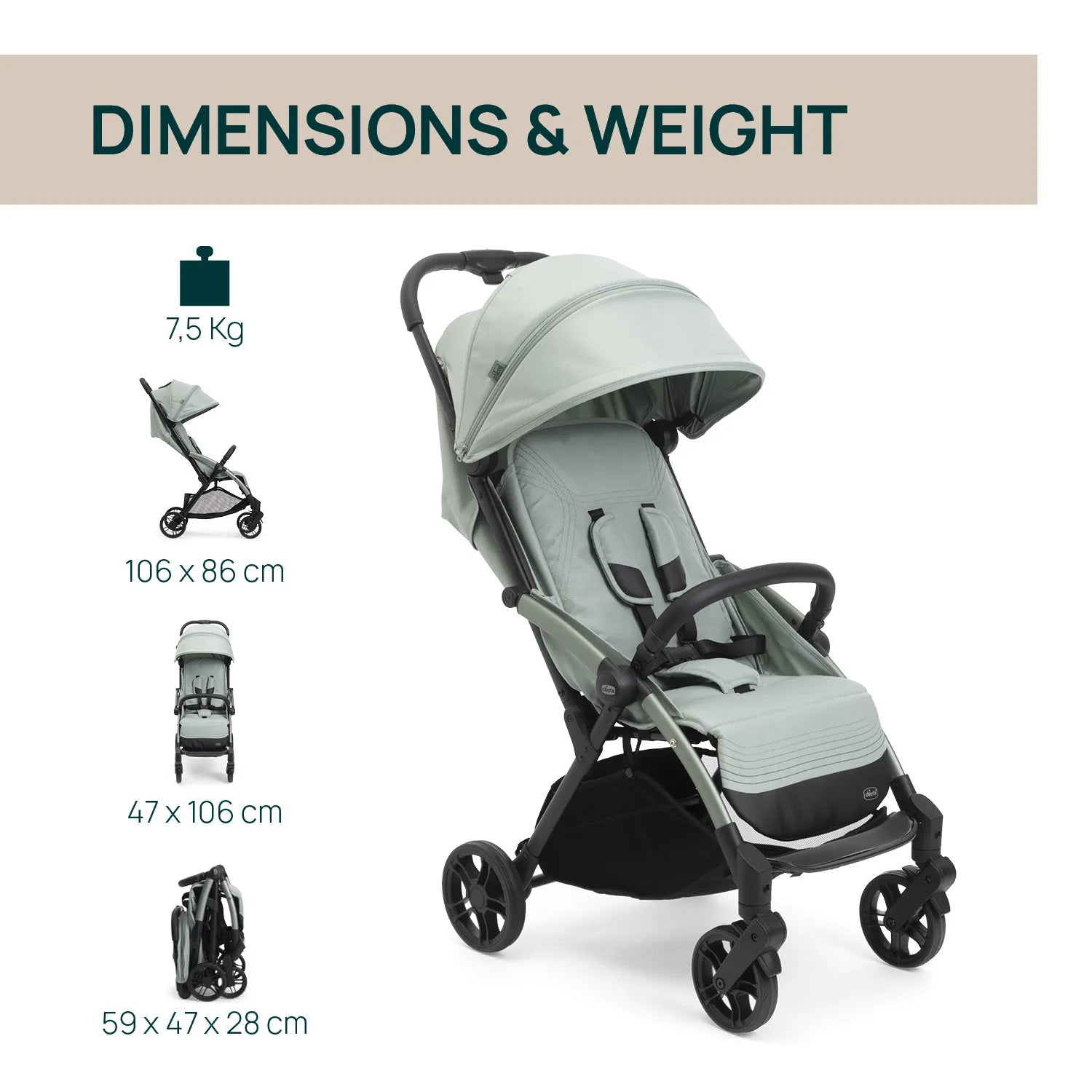 chicco Goody XPlus Sage Green Stroller