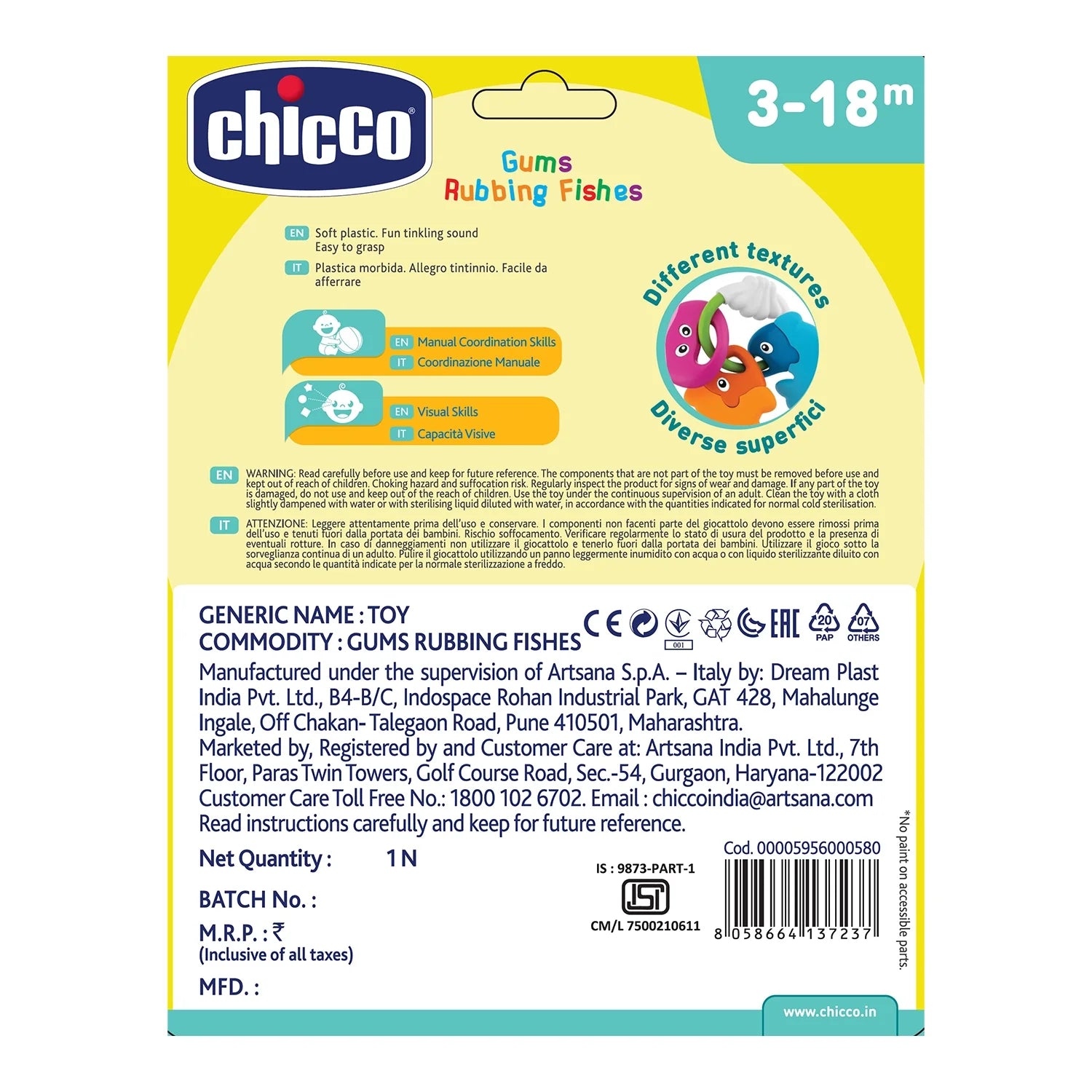 chicco Gums Rubbing Fishes Rattle