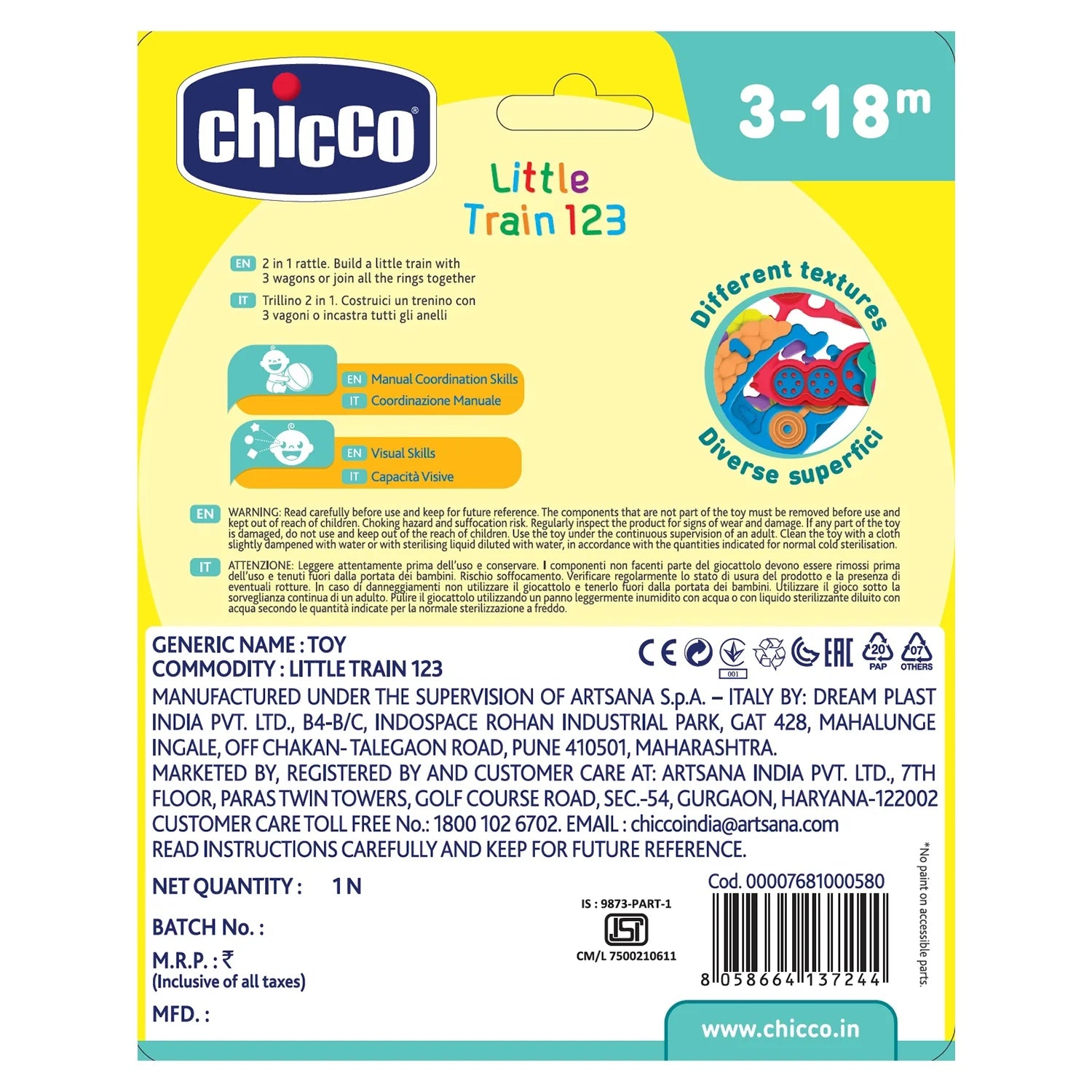 chicco Little Train 123 Rattle