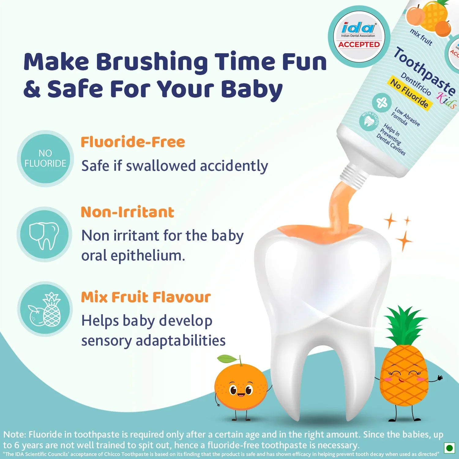 chicco Mixed Fruit Toothpaste 12M to 6Y 50g