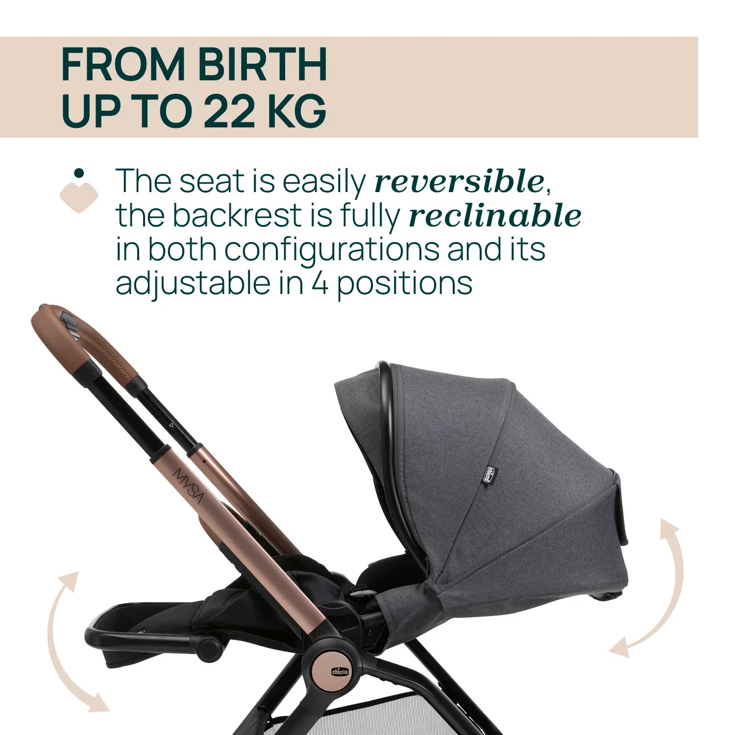 chicco Mysa Stroller Black Satin