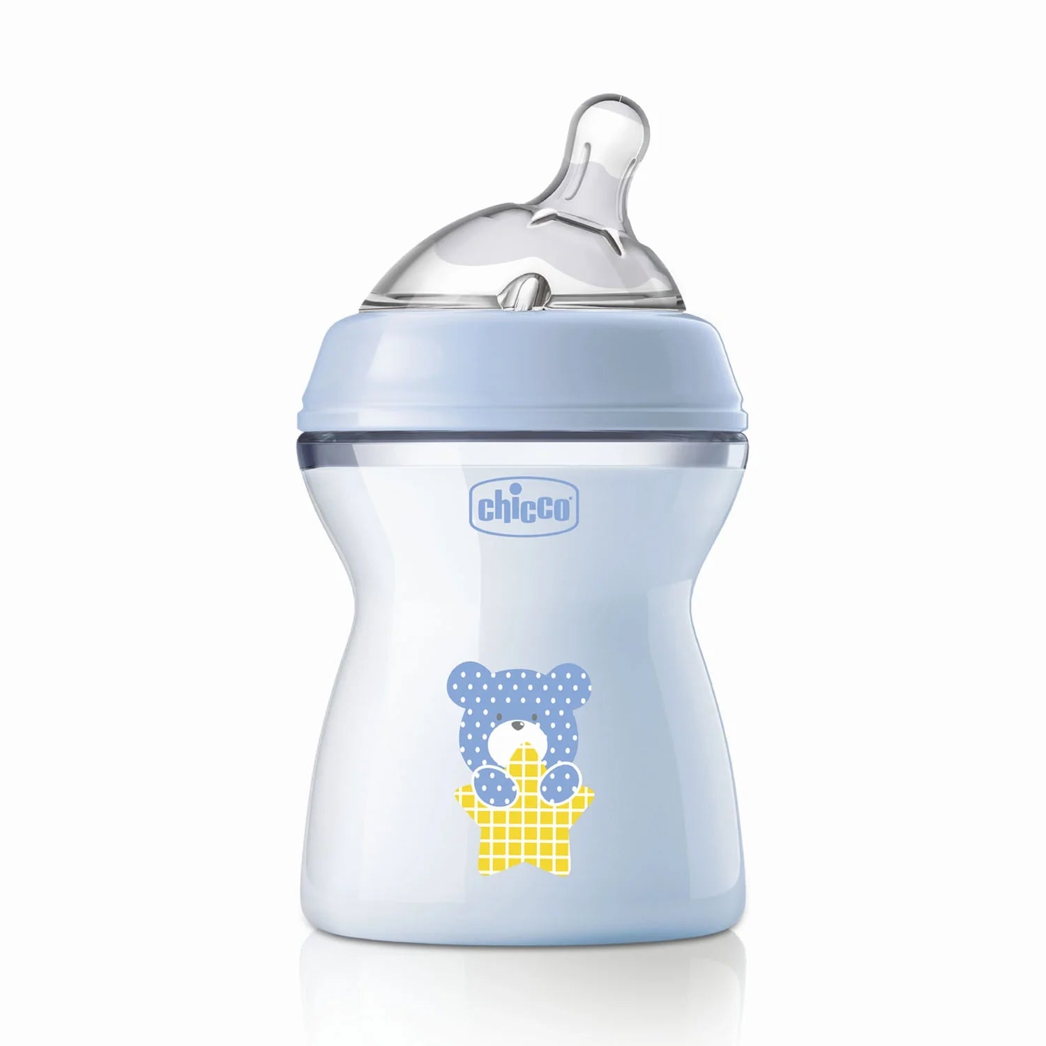 chicco Natural Feeling Medium Flow Baby Bottle 2M+ 250ML Blue
