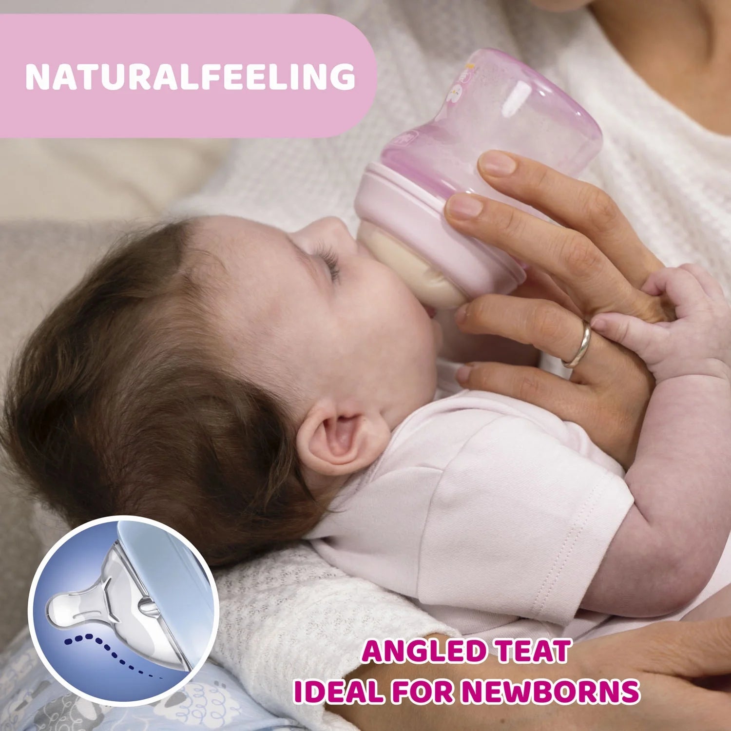 chicco Natural Feeling Medium Flow Baby Bottle 2M+ 250ML Blue