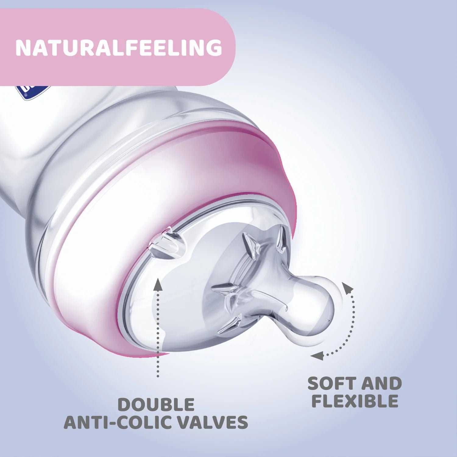chicco Natural Feeling Slow Flow Baby Bottle 0M+ 150ml Pink
