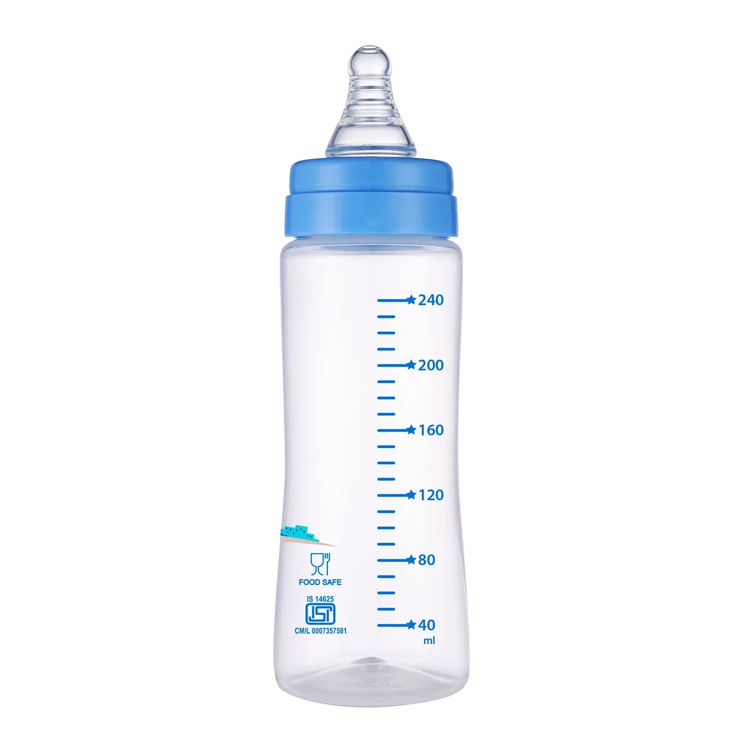 chicco Nourish Plus Fast Flow Baby Bottle 240ml 6M+ Blue