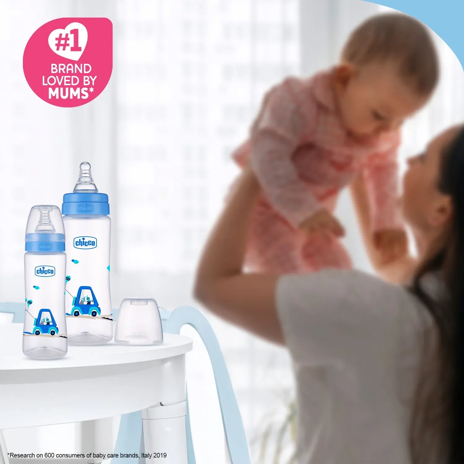 chicco Nourish Plus Fast Flow Baby Bottle 240ml 6M+ Blue