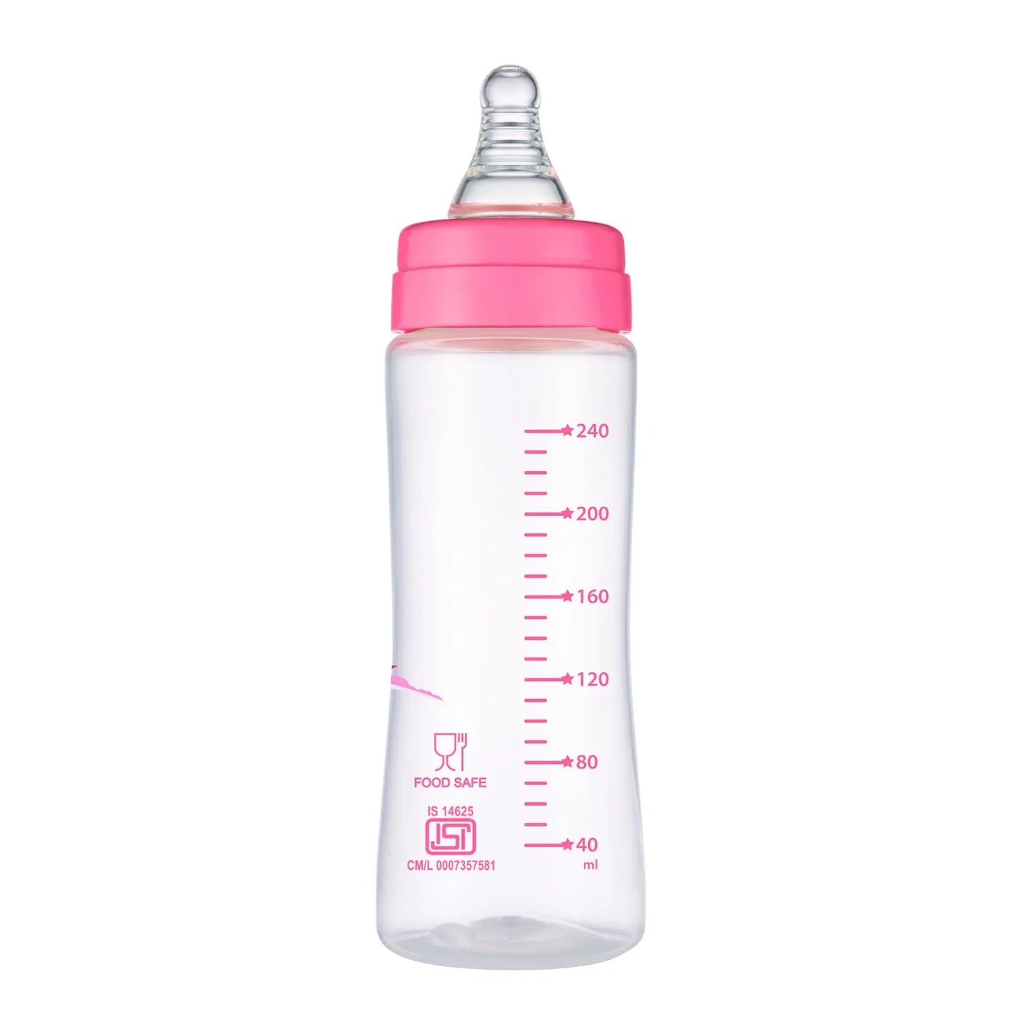 chicco Nourish Plus Fast Flow Baby Bottle 240ml 6M+ Pink