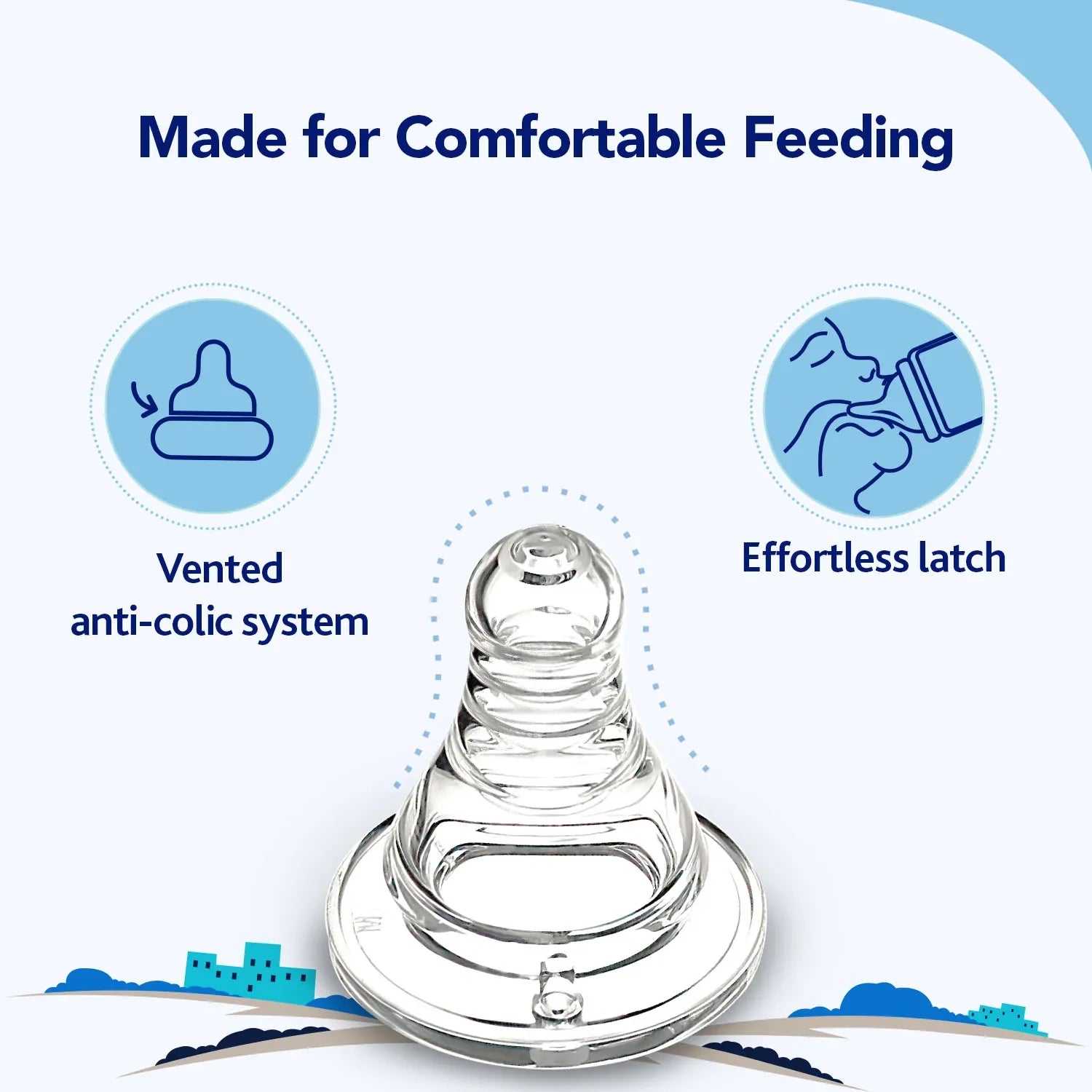 chicco Nourish Plus Medium Flow Baby Bottle 240ml 3M+ Blue