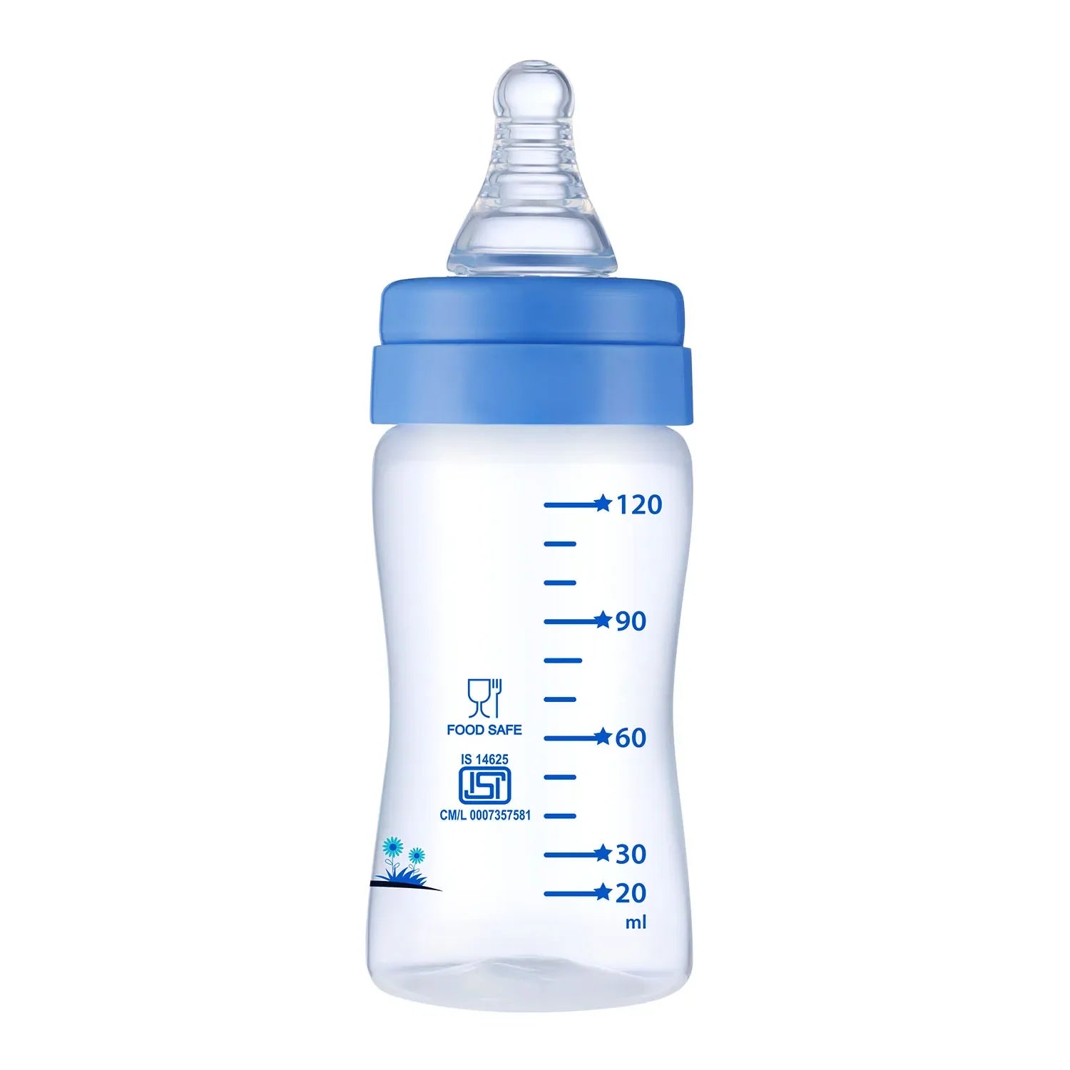chicco Nourish Plus Slow Flow Baby Bottle 120ml 0M+ Blue