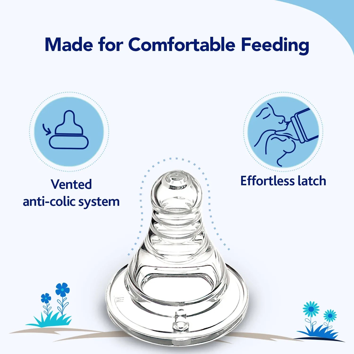 chicco Nourish Plus Slow Flow Baby Bottle 120ml 0M+ Blue