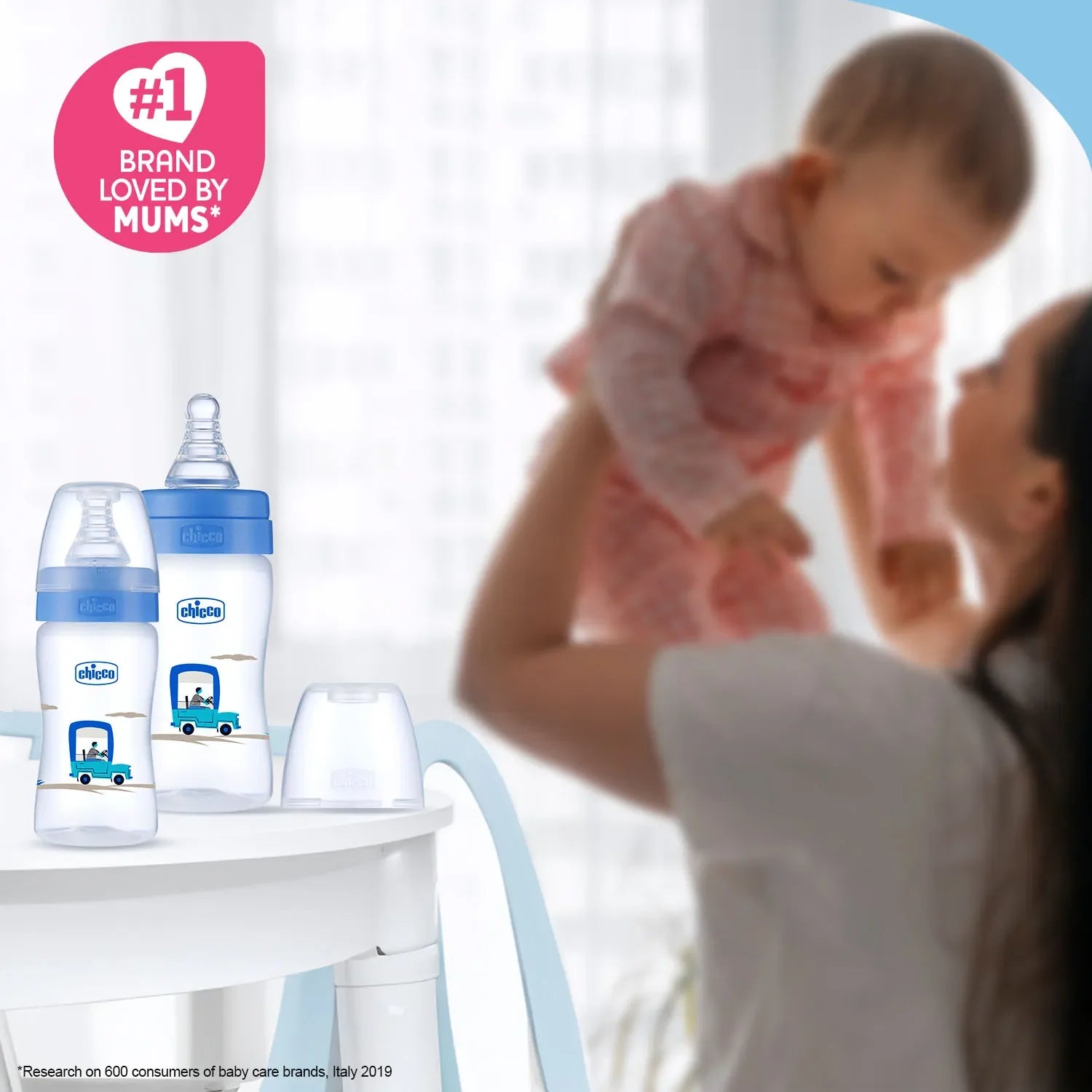 chicco Nourish Plus Slow Flow Baby Bottle 120ml 0M+ Blue