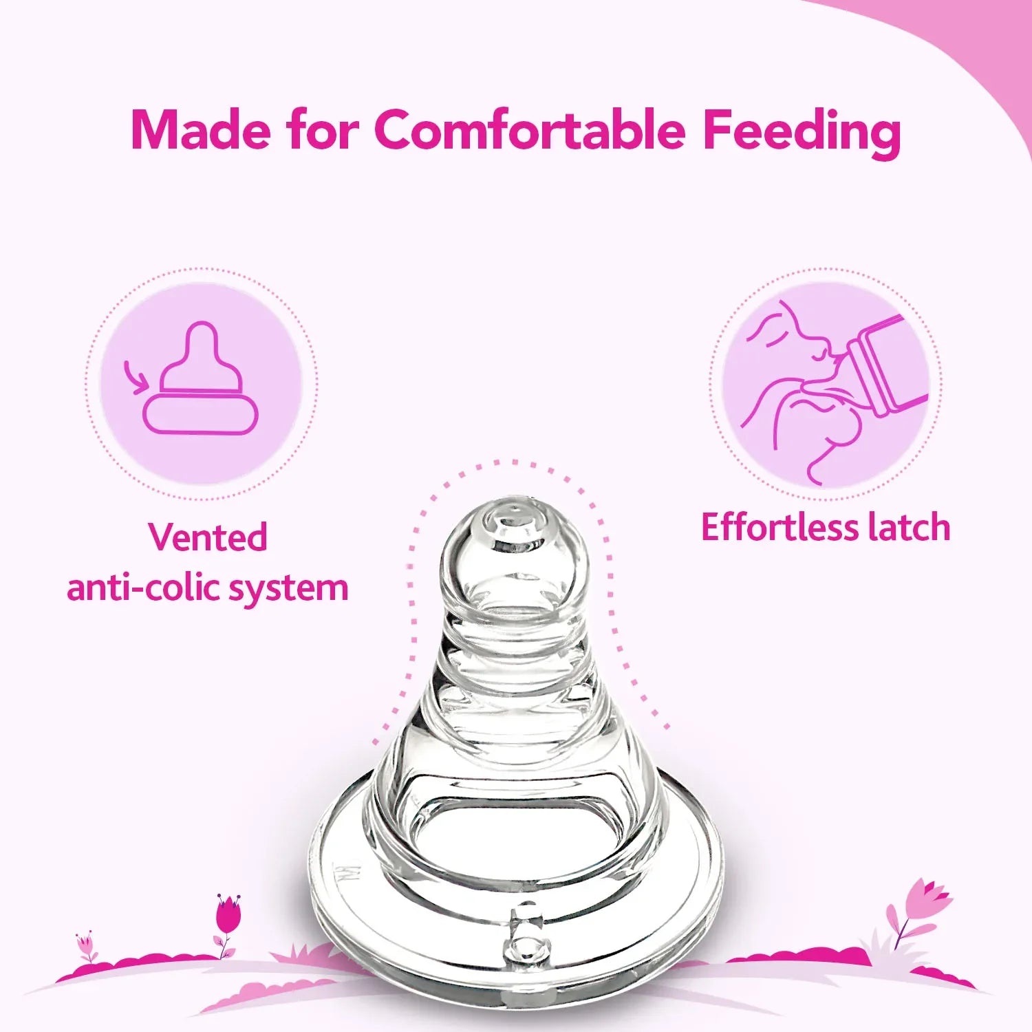 chicco Nourish Plus Slow Flow Baby Bottle 120ml 0M+ Pink