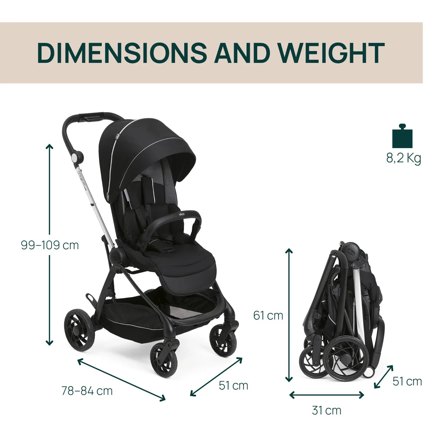 chicco One4Ever Lounge Stroller Black Beauty