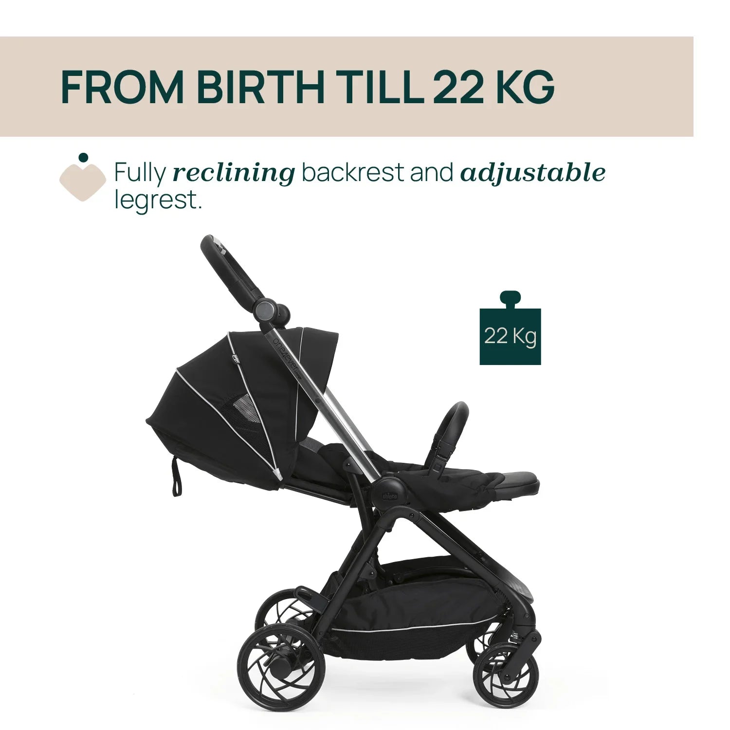 chicco One4Ever Lounge Stroller Black Beauty