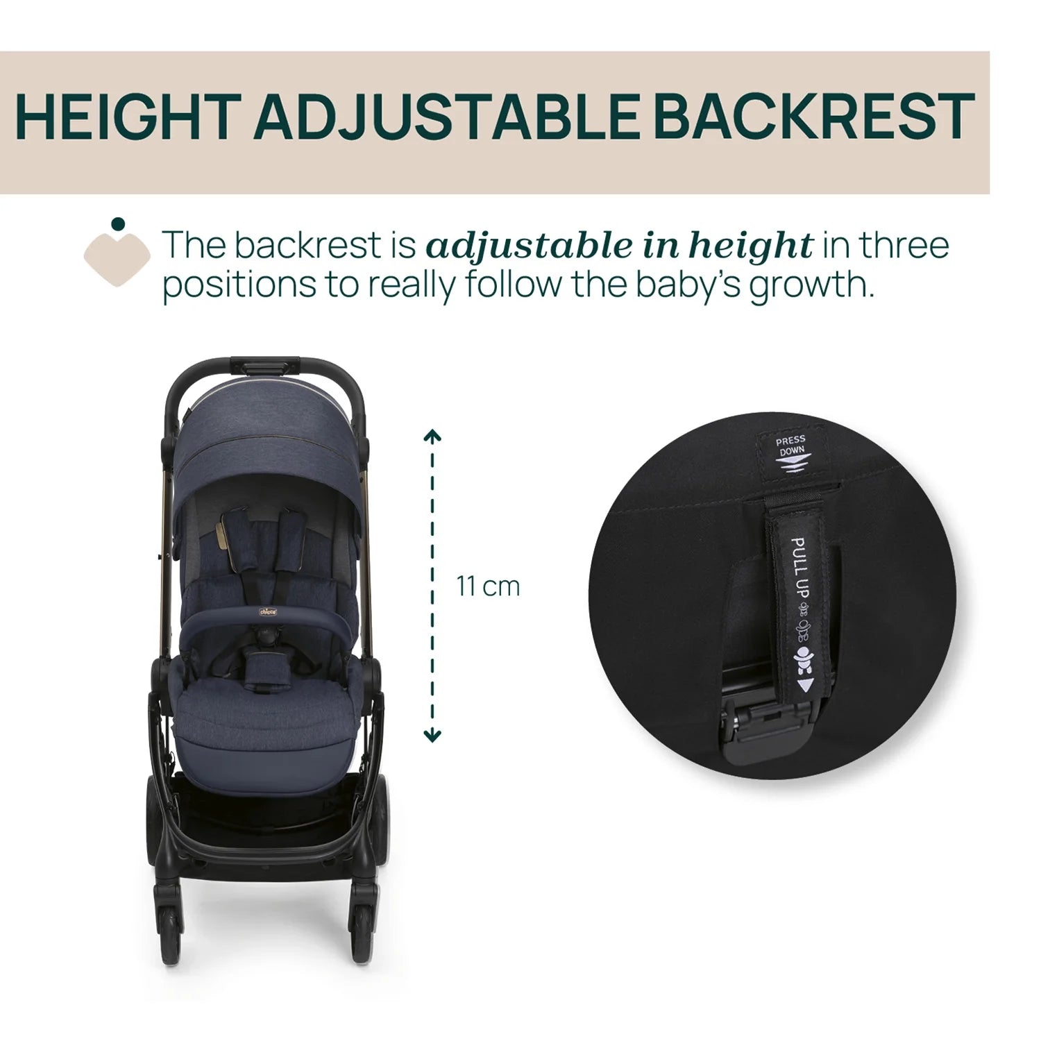 chicco One4Ever Lounge Stroller Denim Shine