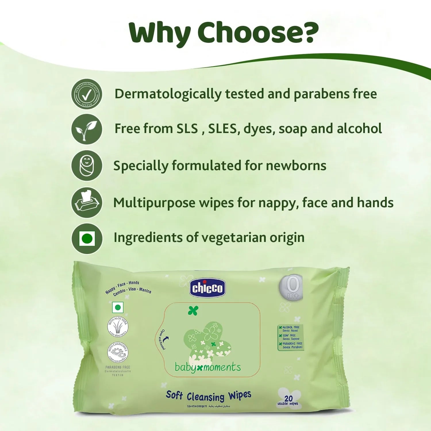 chicco Soft Cleansing Wipes Fliptop Pack of 2 144 Pcs