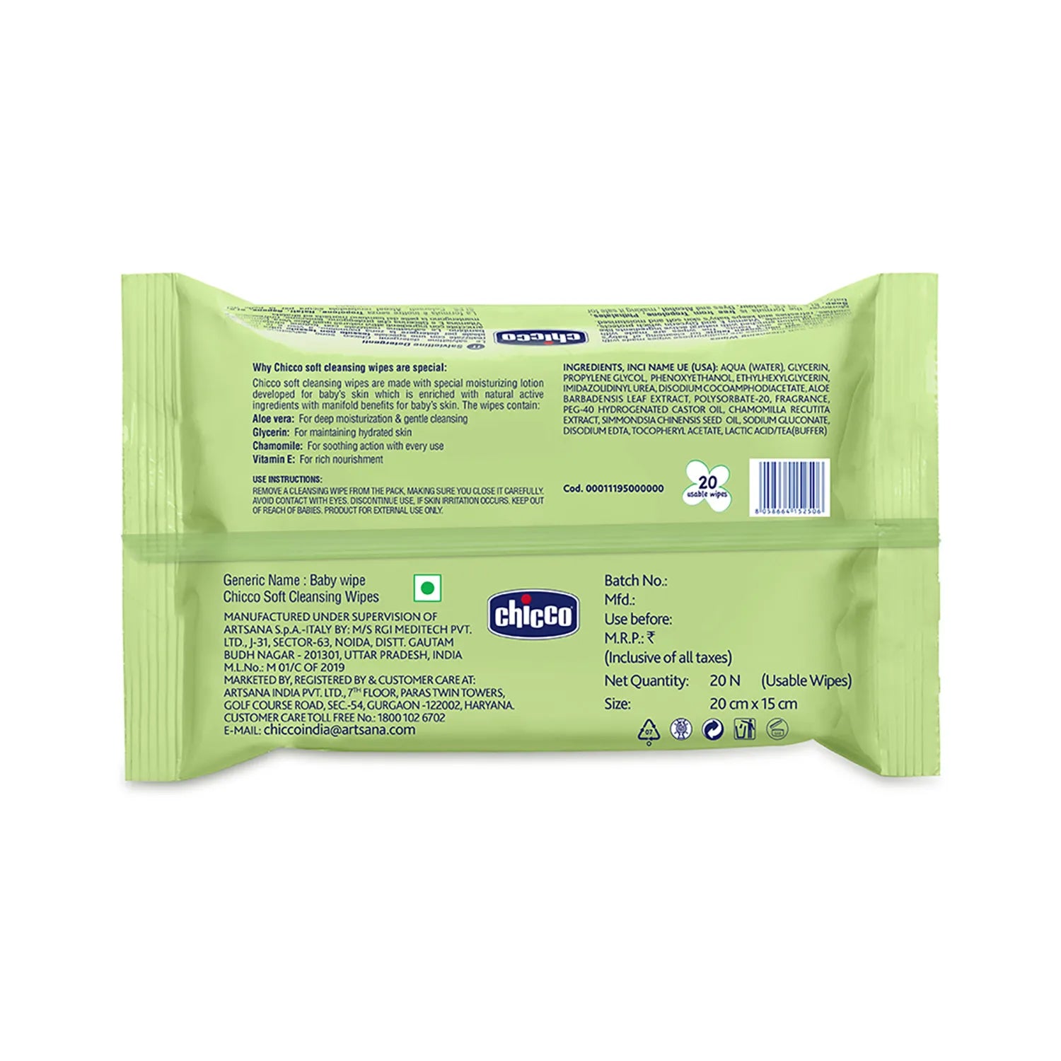 chicco Soft Cleansing Wipes Sticker 20 Pcs
