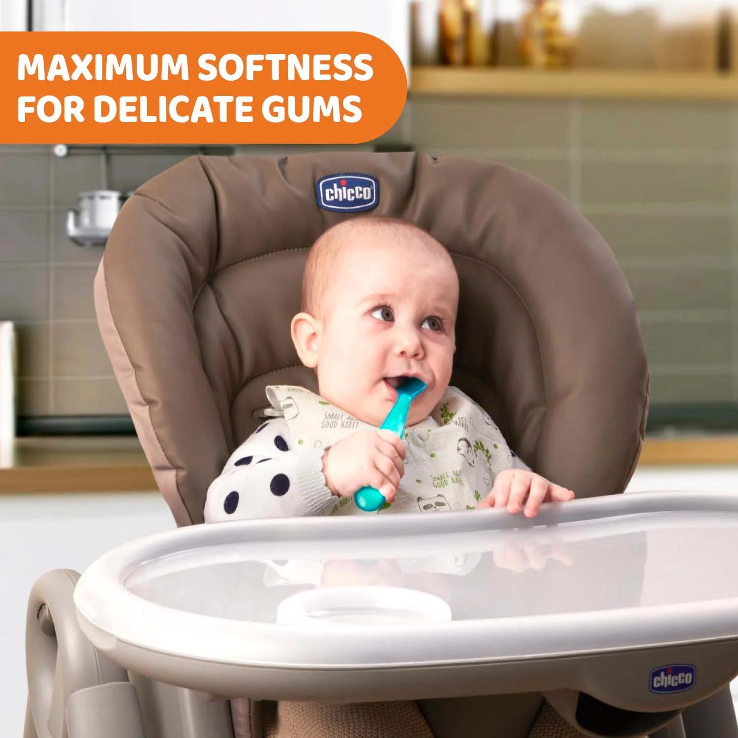chicco Soft Silicon Spoon Bi Pack Boy 6M+