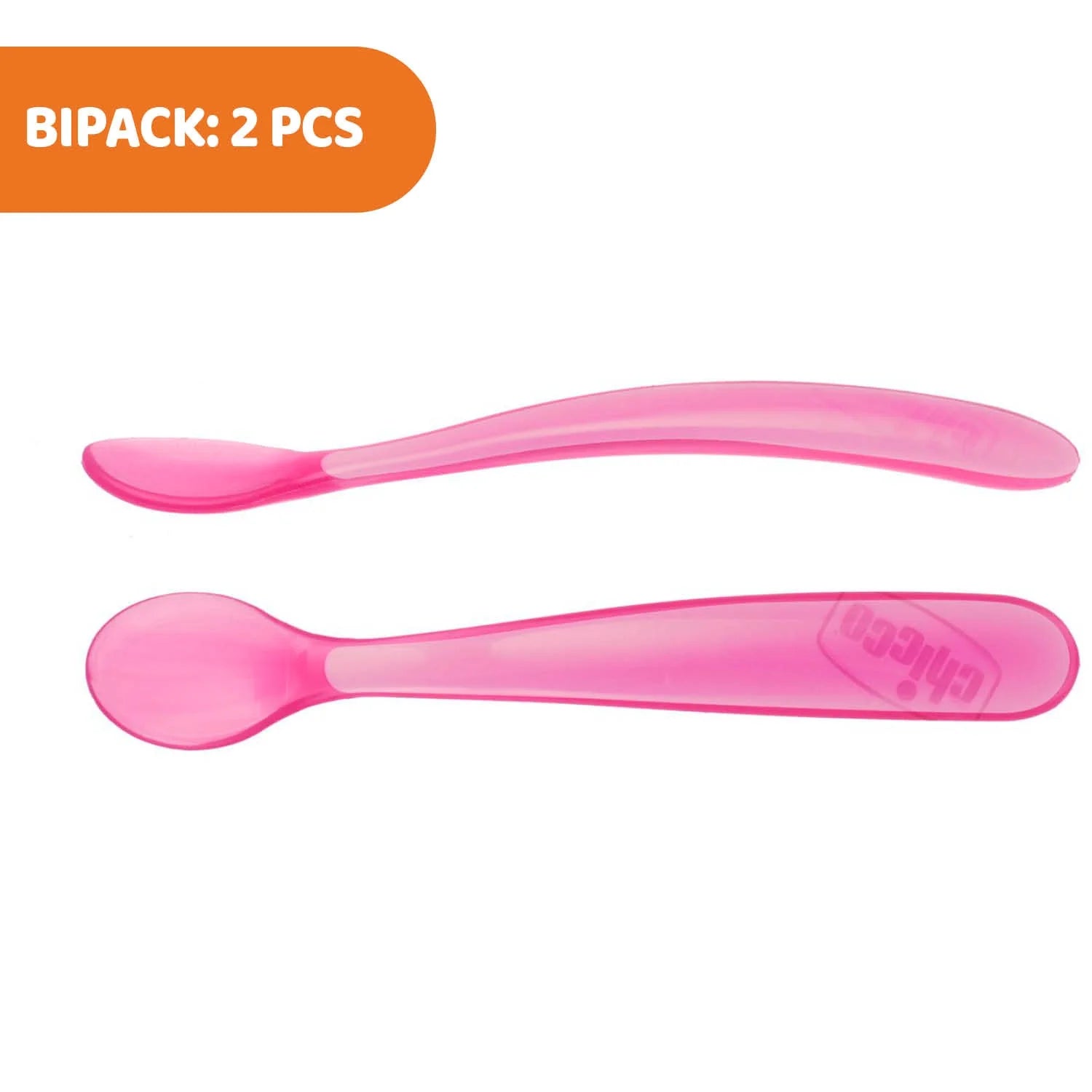 chicco Soft Silicon Spoon BiPack Girl 6M+
