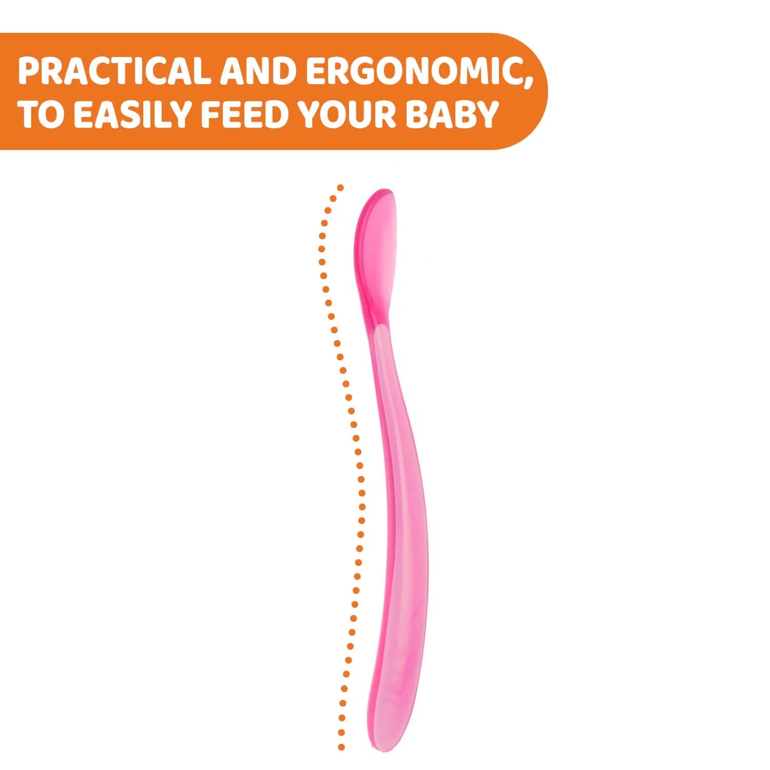 chicco Soft Silicon Spoon BiPack Girl 6M+