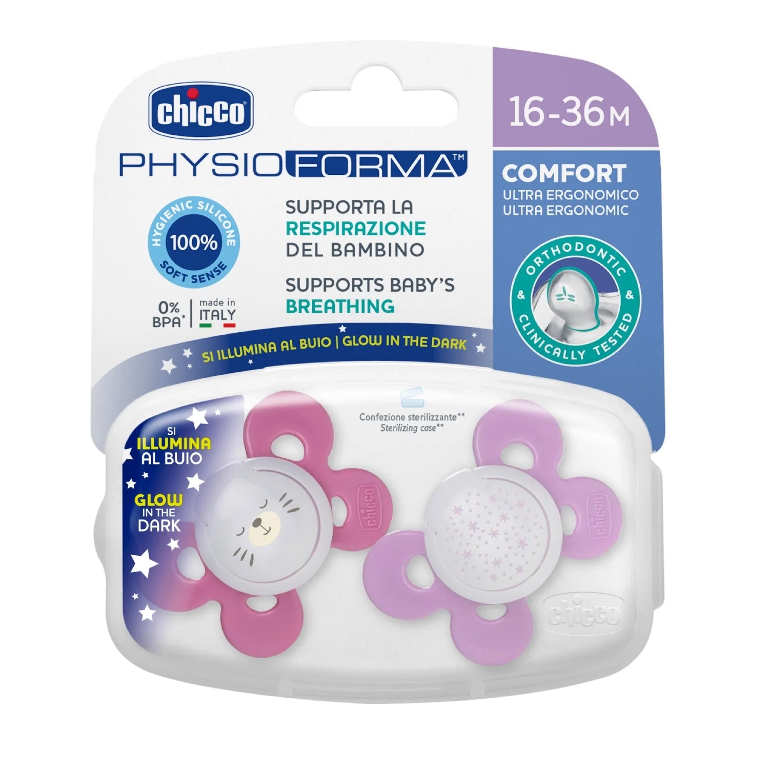 chicco Soother Physio Comfort Pink 16 to 36M 2Pcs