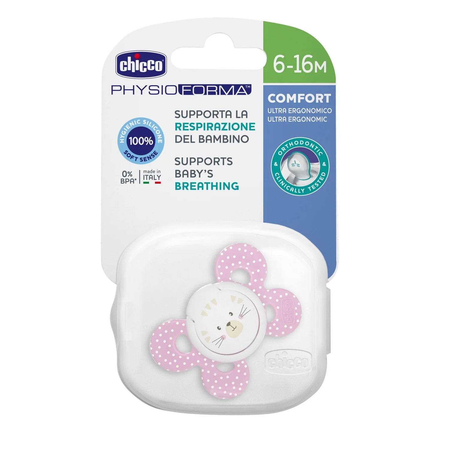 Chicco Soother Physio Comfort Pink 6 to 16M 1Pc