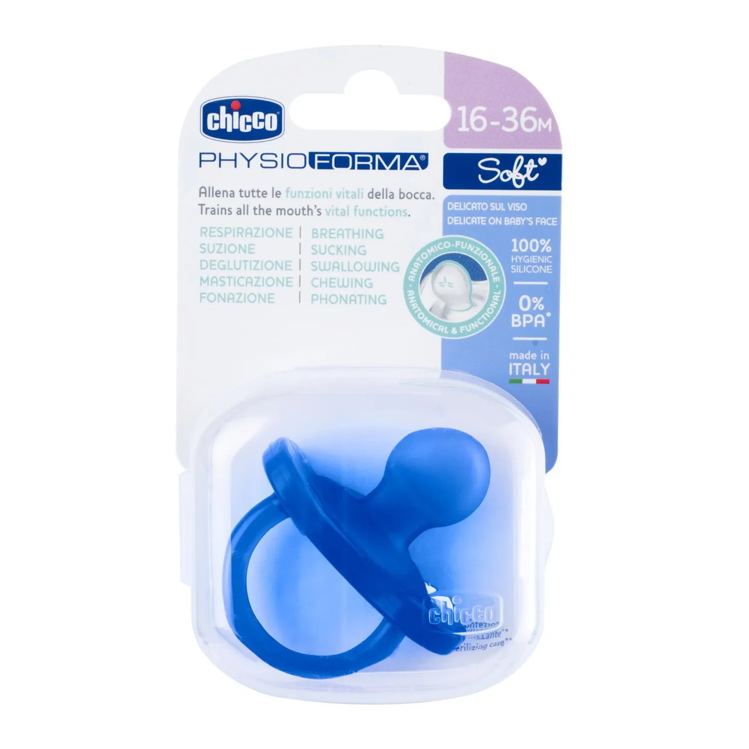 Chicco Soother Physio Soft Blue 16 to36M 1Pc