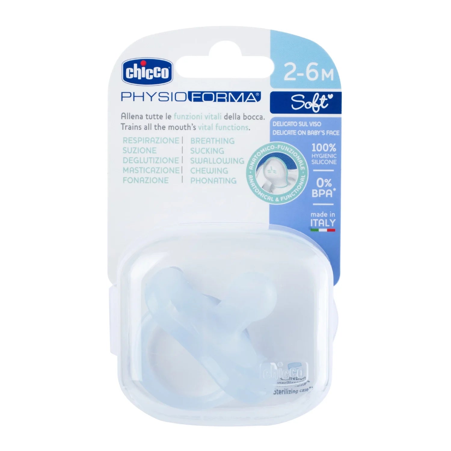 Chicco Soother Physio Soft Blue 2 to 6M 1Pc
