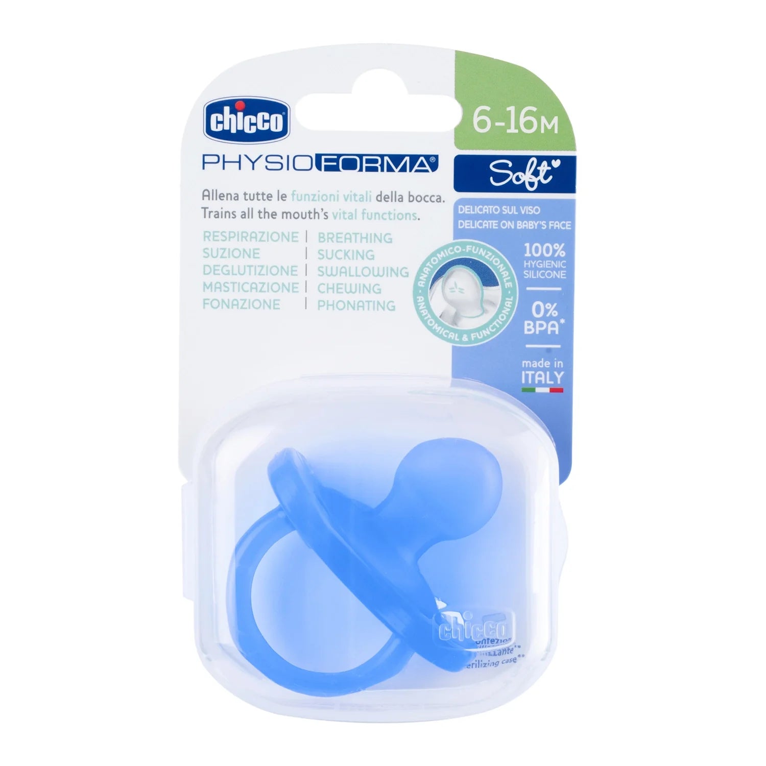 Chicco Soother Physio Soft Blue 6 to 16M 1Pc
