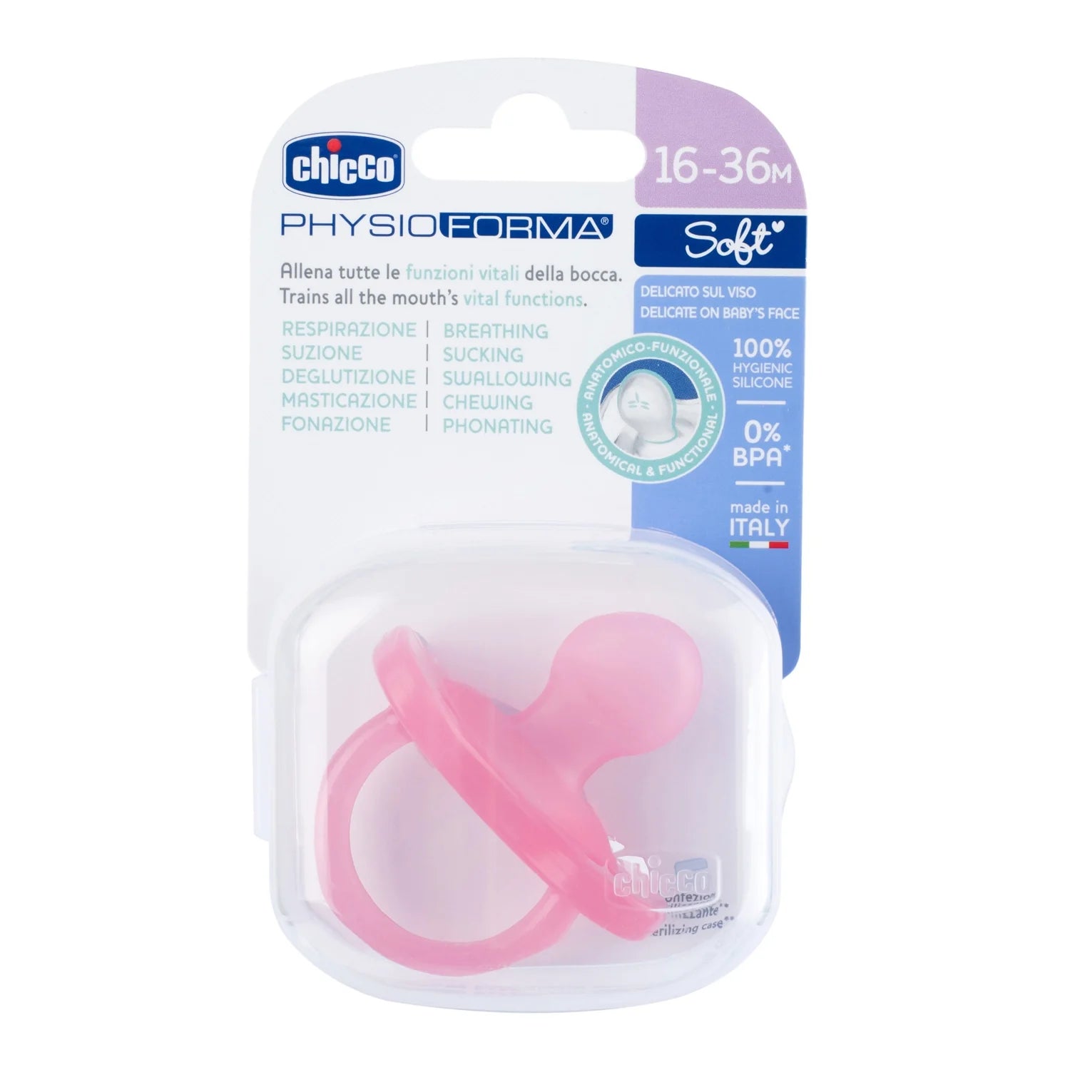 Chicco Soother Physio Soft Pink 16 to36M 1Pc
