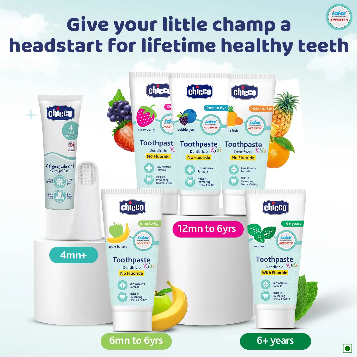 Chicco Strawberry Toothpaste 12M to 6Y 50 g Pack of 2